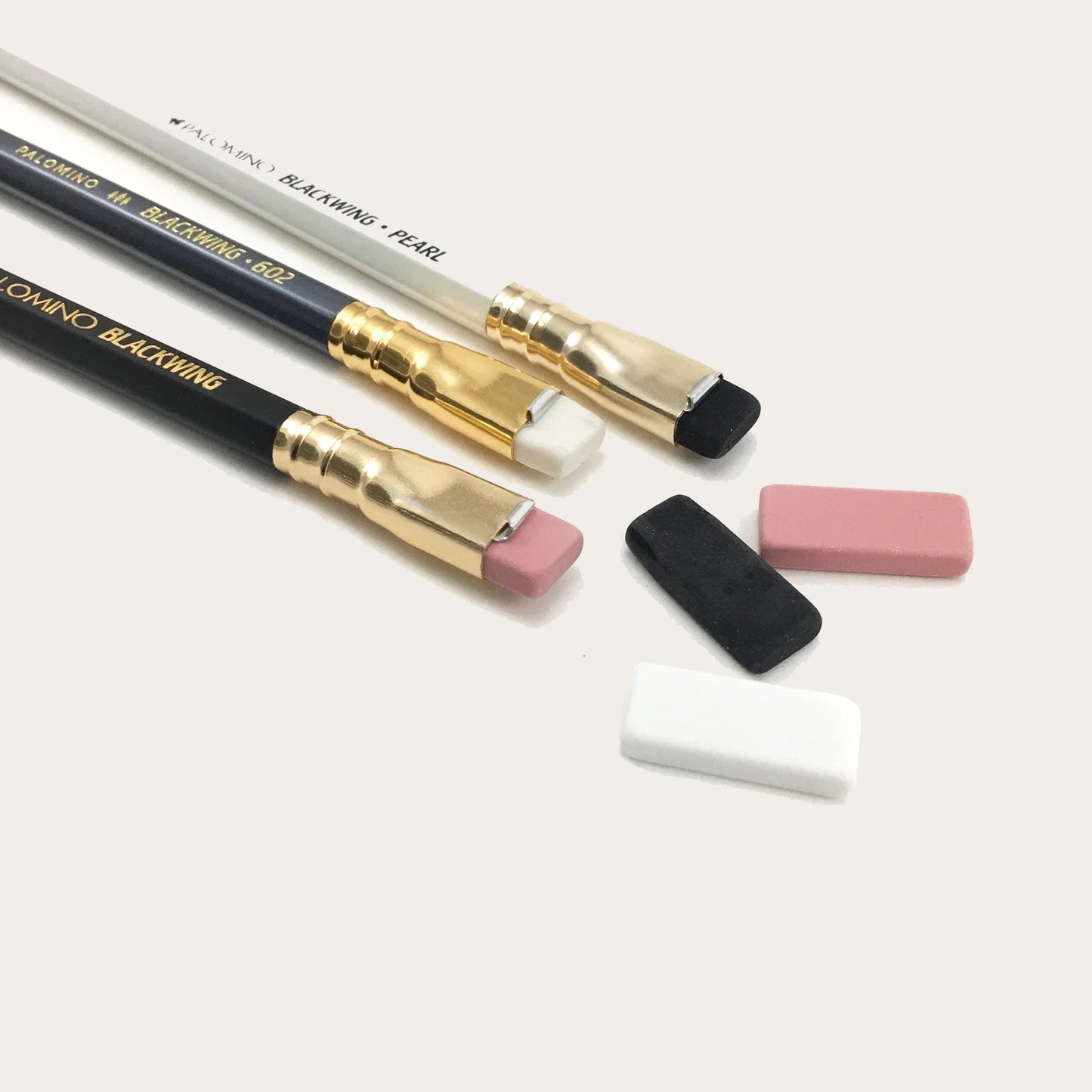 Set of four Blackwing pencils and erasers