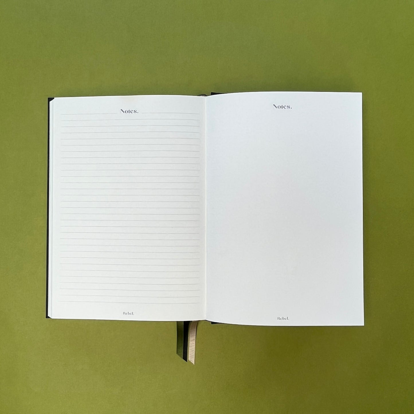Notes spread of Rebel Stationery's Signature diary in Ink on green background