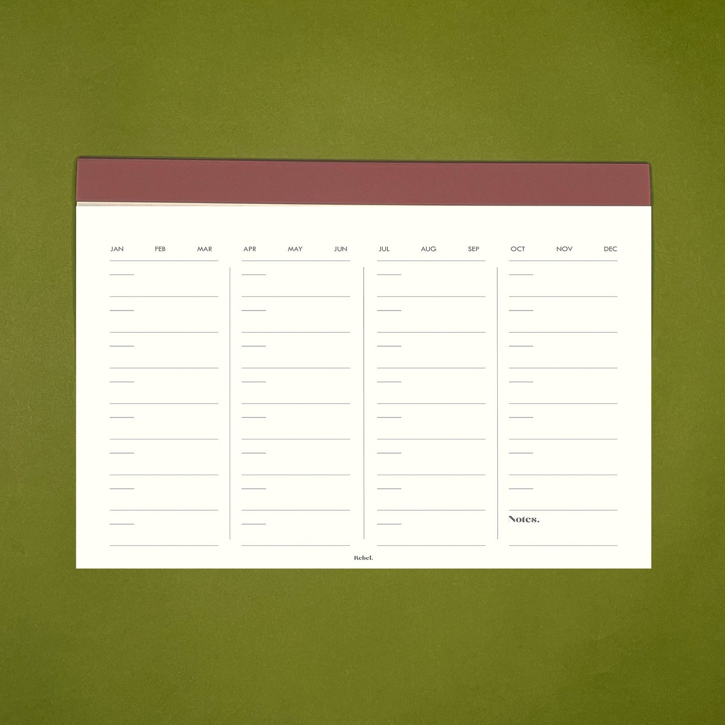 A4 Undated Monthly Desk Planner - Hawthorn