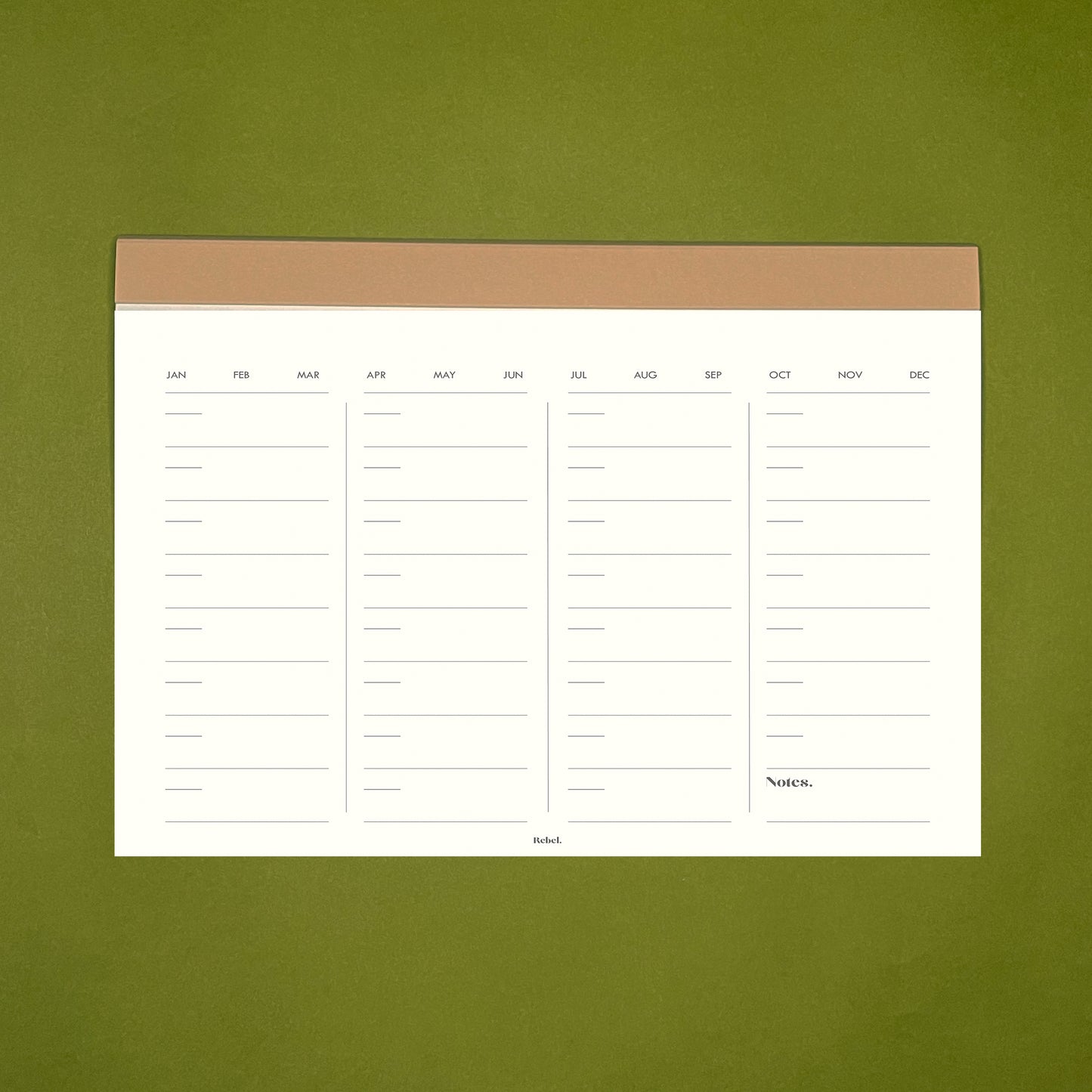 A4 Undated Monthly Desk Planner - Stone