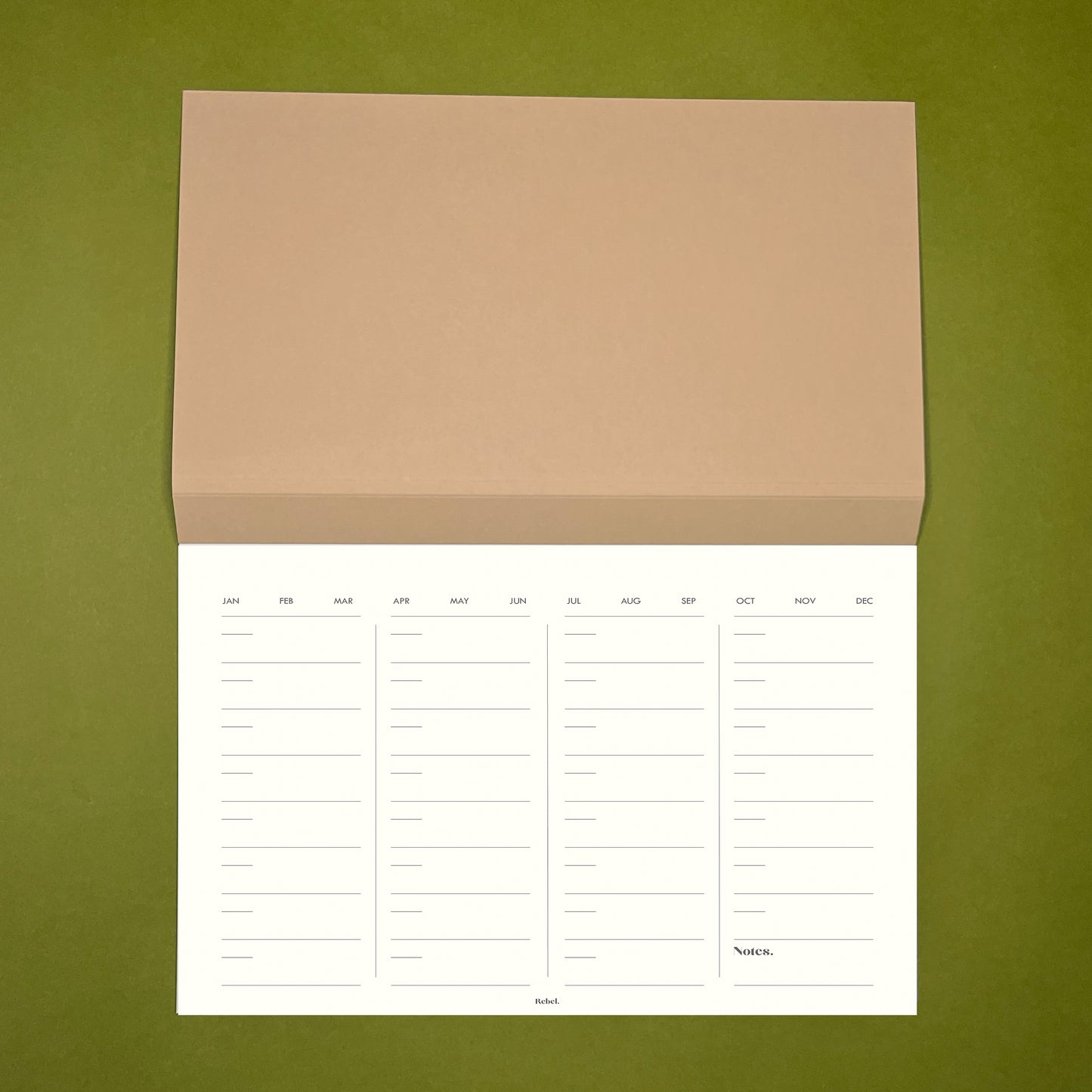 A4 Undated Monthly Desk Planner - Stone