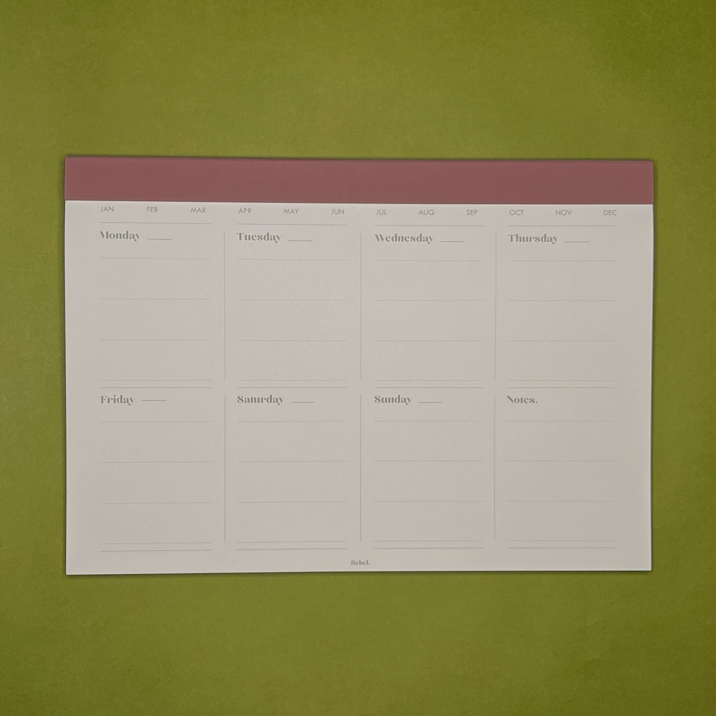 A4 Undated Weekly Desk Planner - Hawthorn