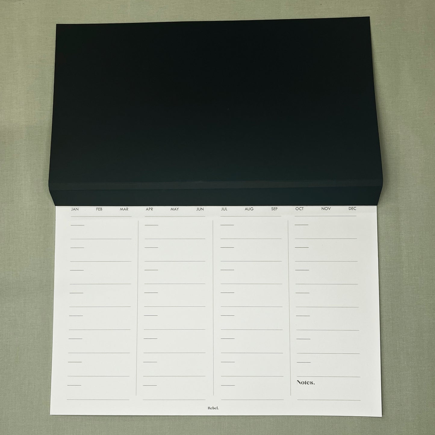 A4 Undated Monthly Desk Planner - Ink