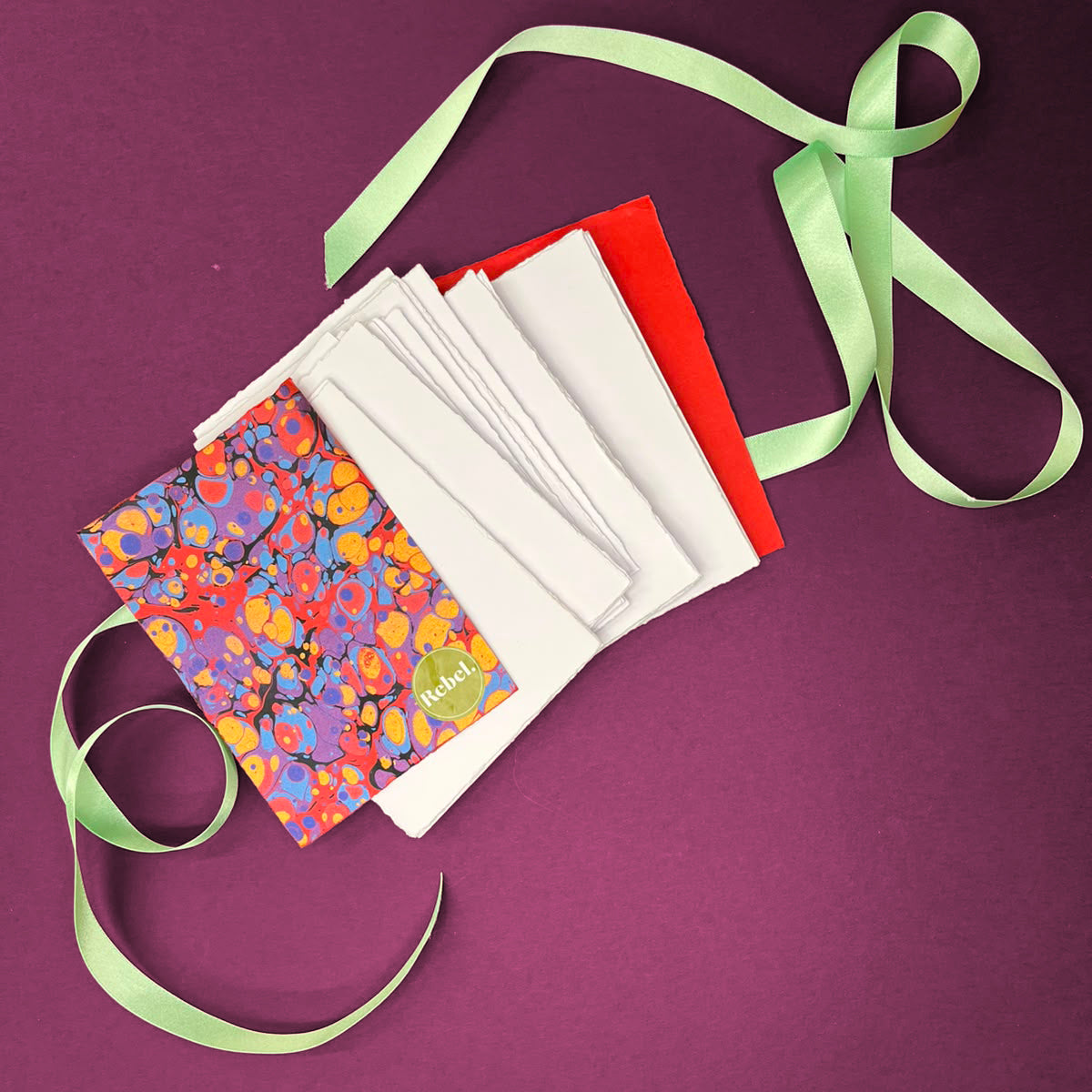 Handmade Marbled Notelet Parcel