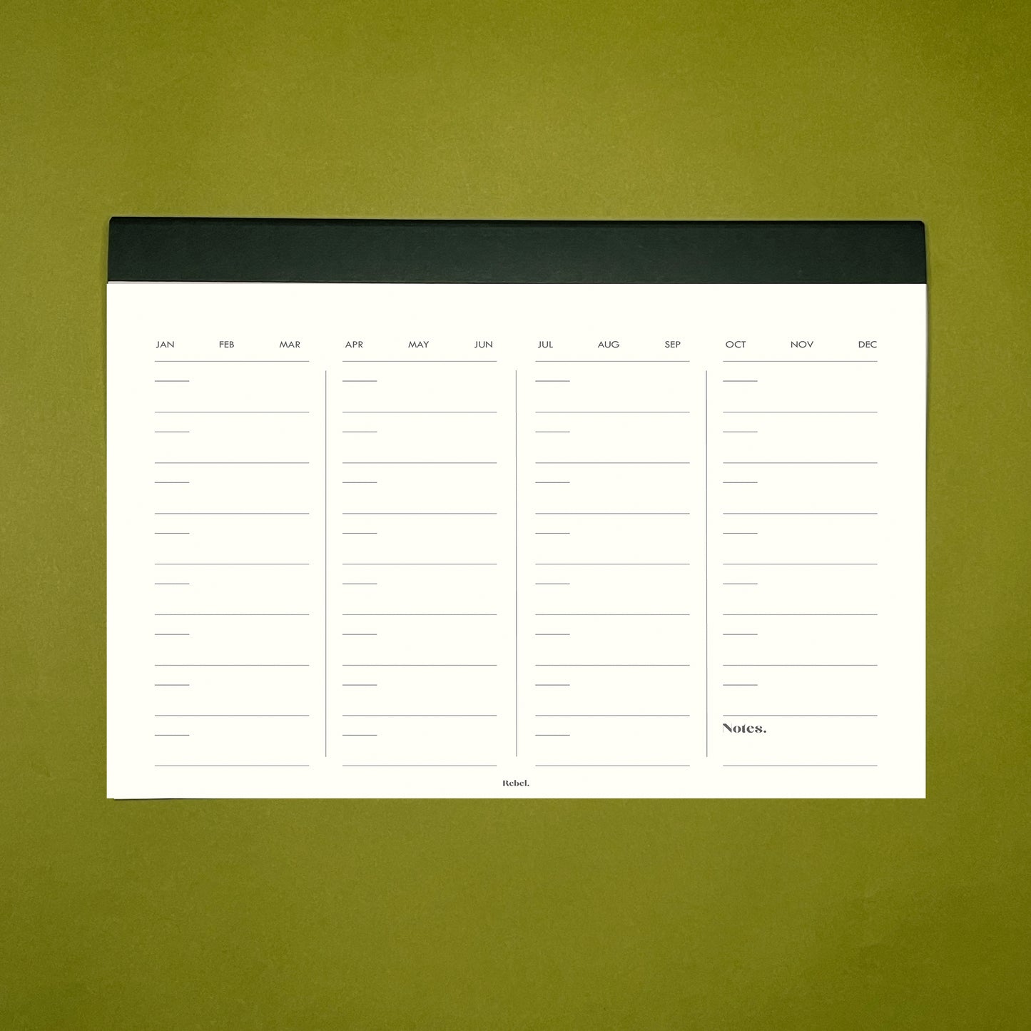 A4 Undated Monthly Desk Planner - Ink