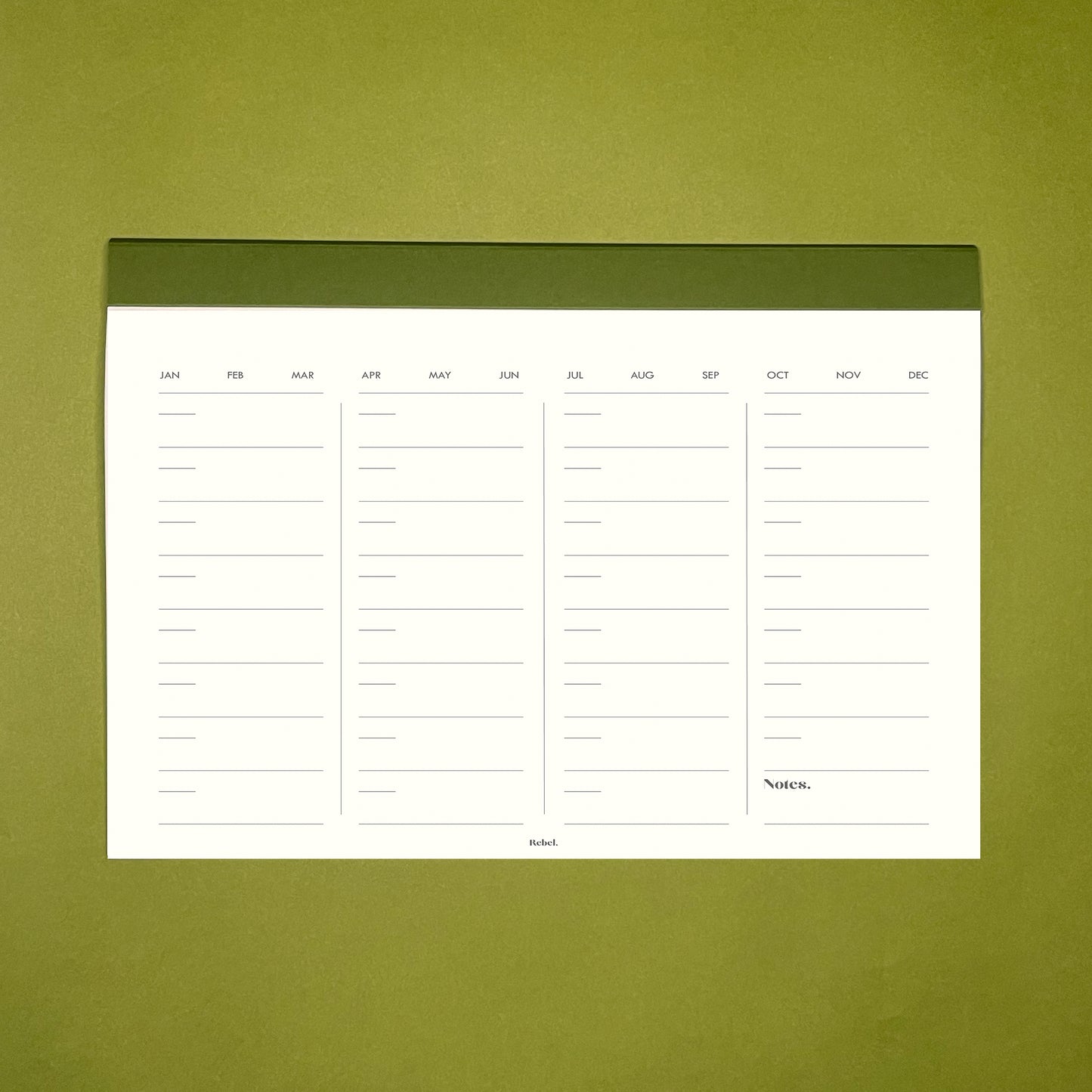 A4 Undated Monthly Desk Planner - Moss