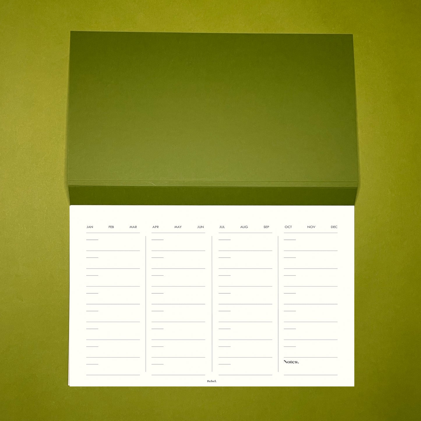 A4 Undated Monthly Desk Planner - Moss