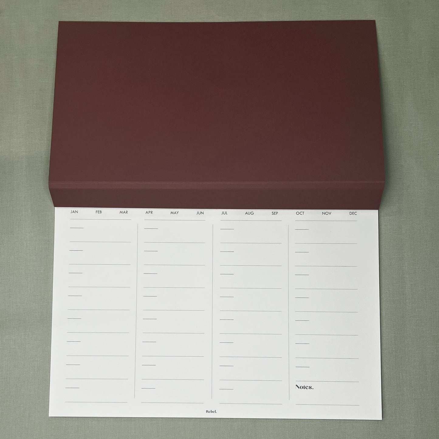 A4 Undated Monthly Desk Planner - Hawthorn