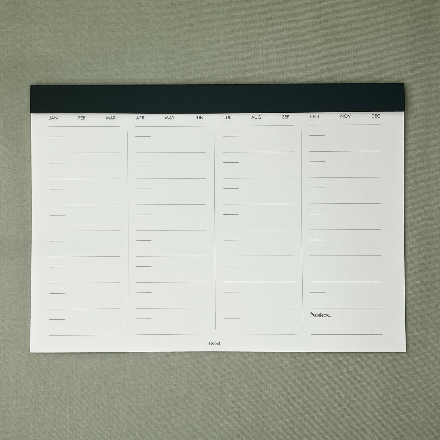 A4 Undated Monthly Desk Planner - Ink