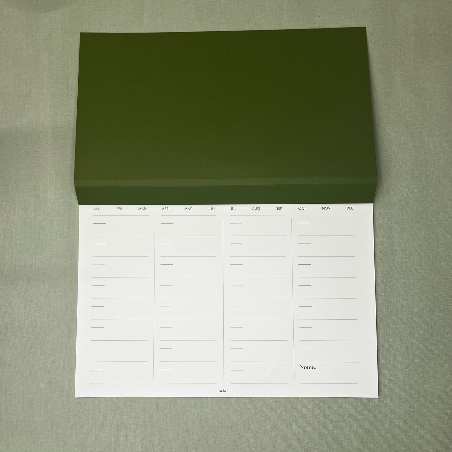 A4 Undated Monthly Desk Planner - Moss