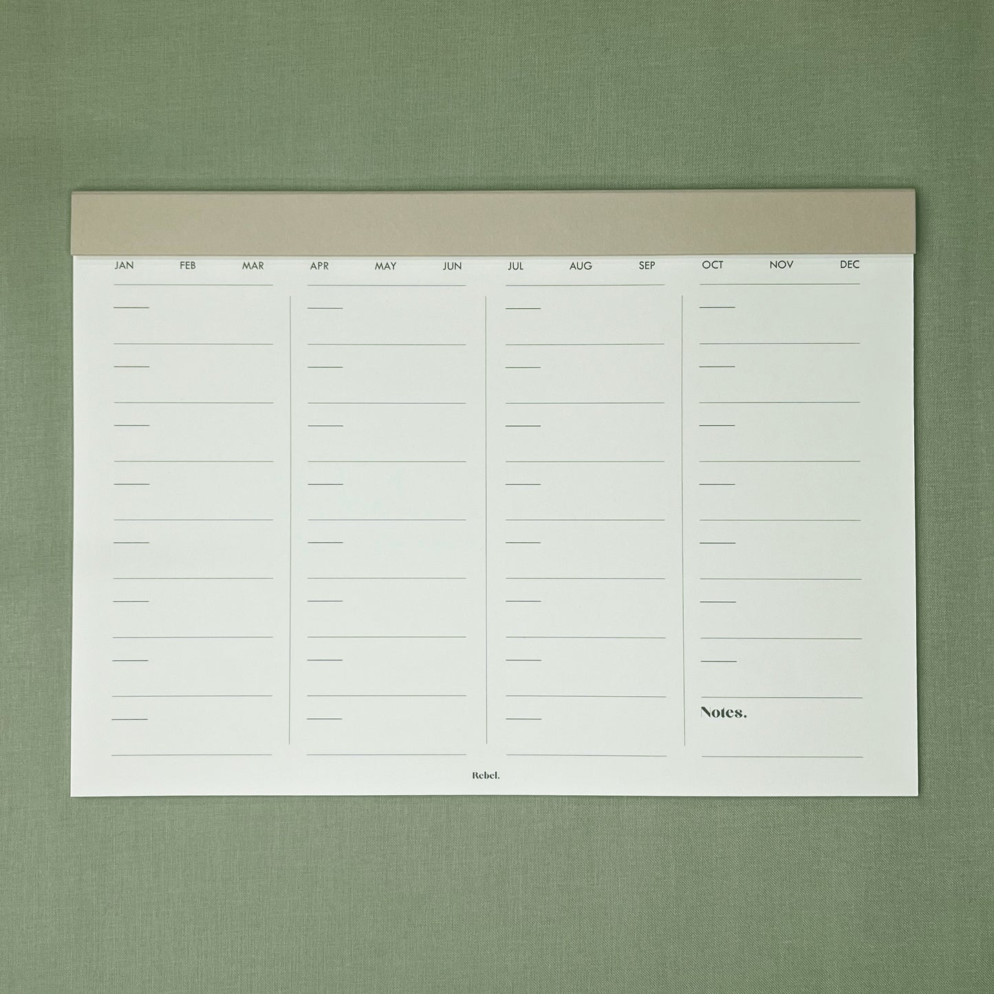 A4 Undated Monthly Desk Planner - Stone
