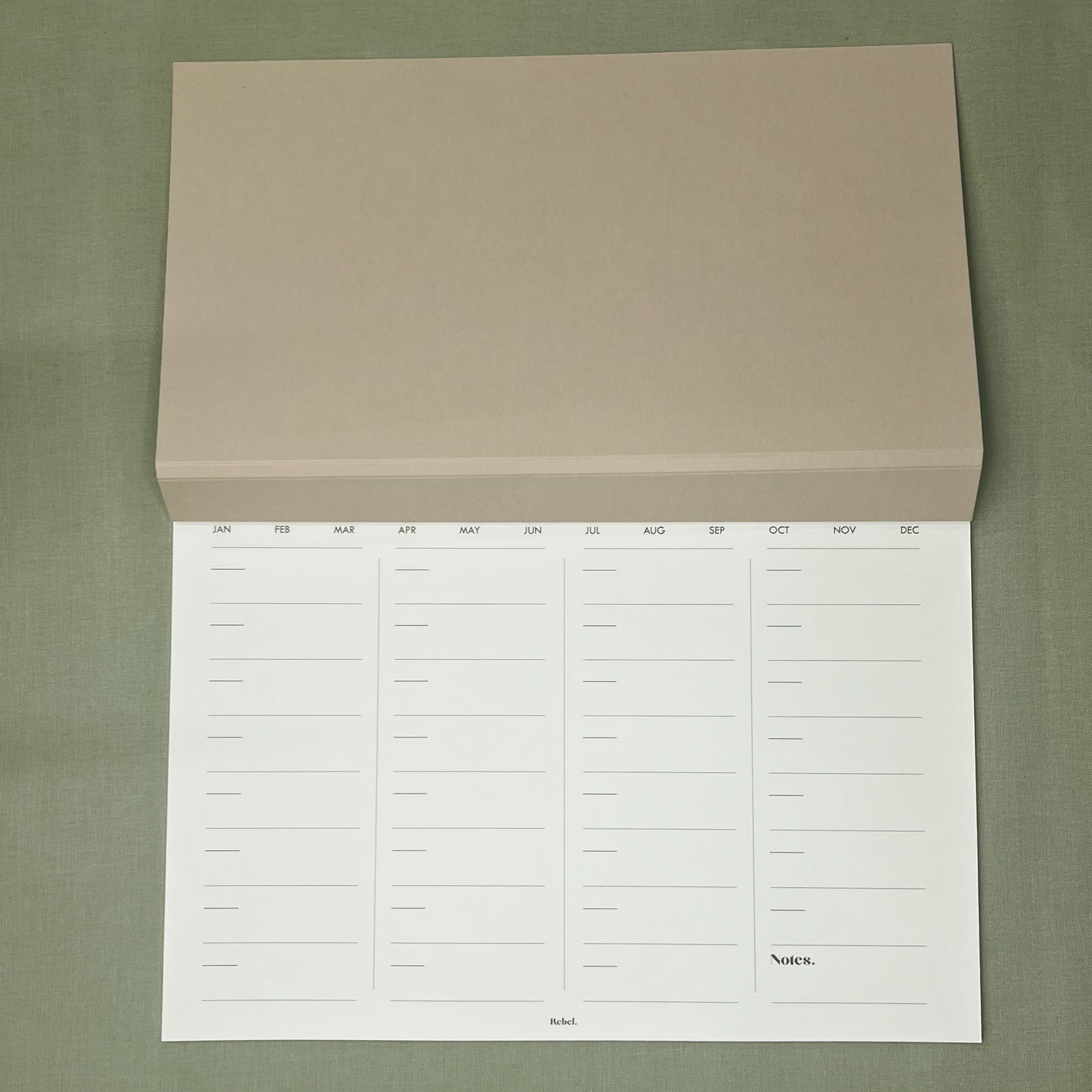 A4 Undated Monthly Desk Planner - Stone