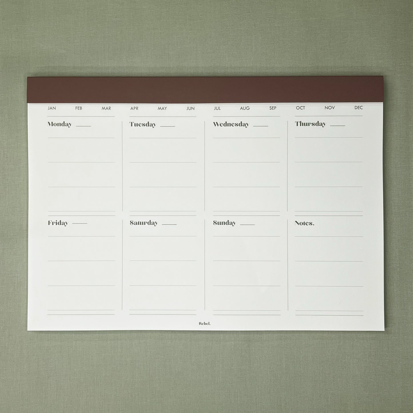 A4 Undated Weekly Desk Planner - Hawthorn