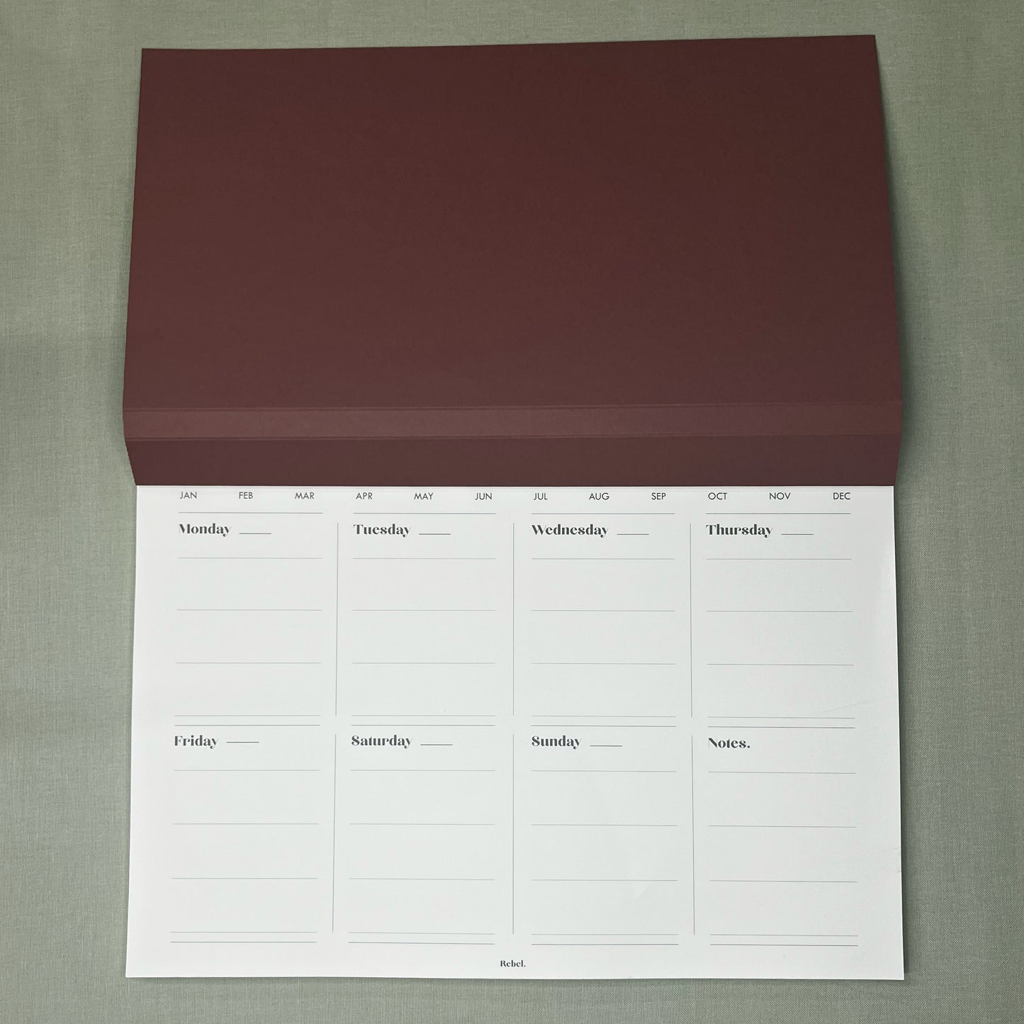 A4 Undated Weekly Desk Planner - Hawthorn