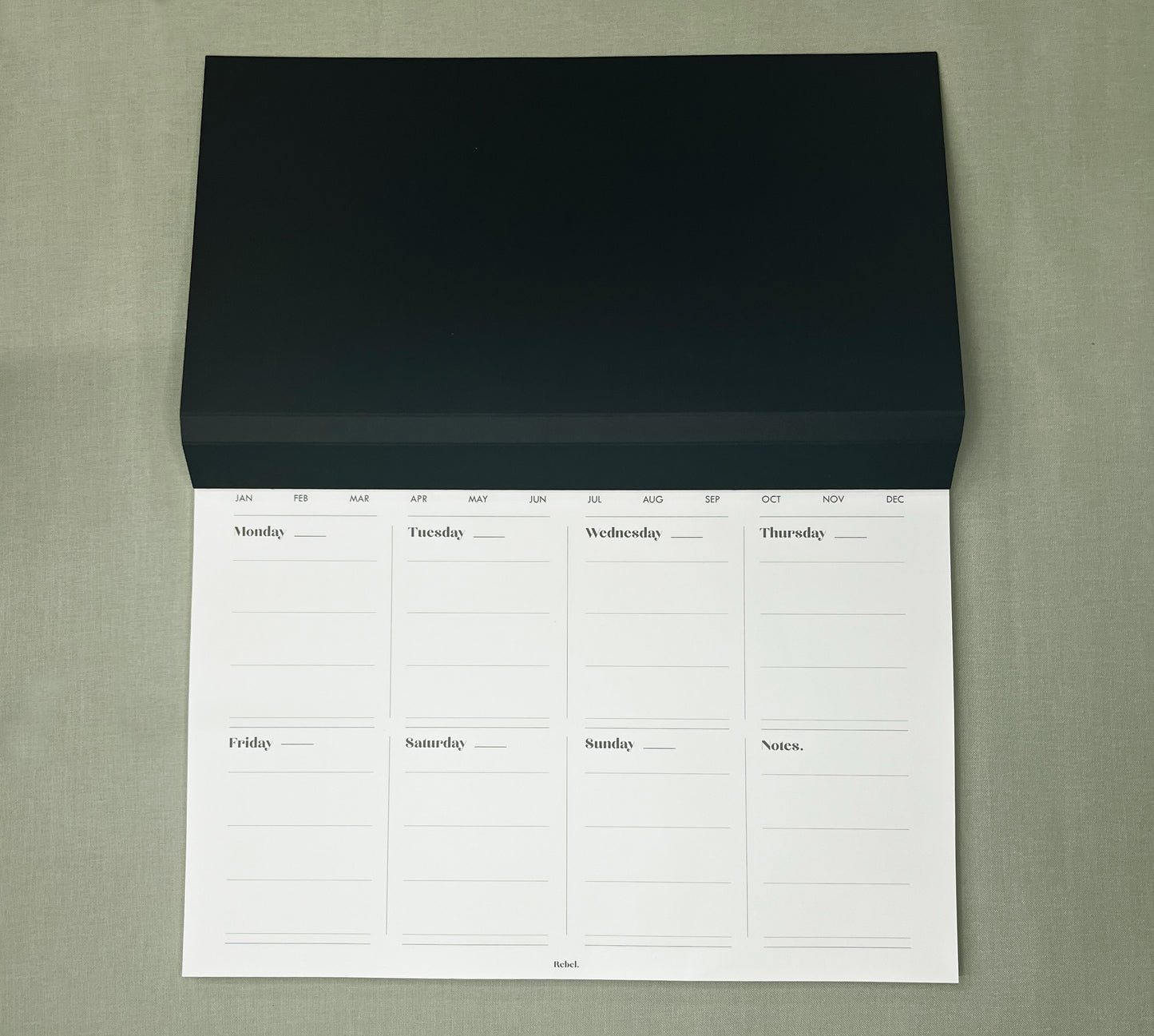 A4 Undated Weekly Desk Planner - Ink