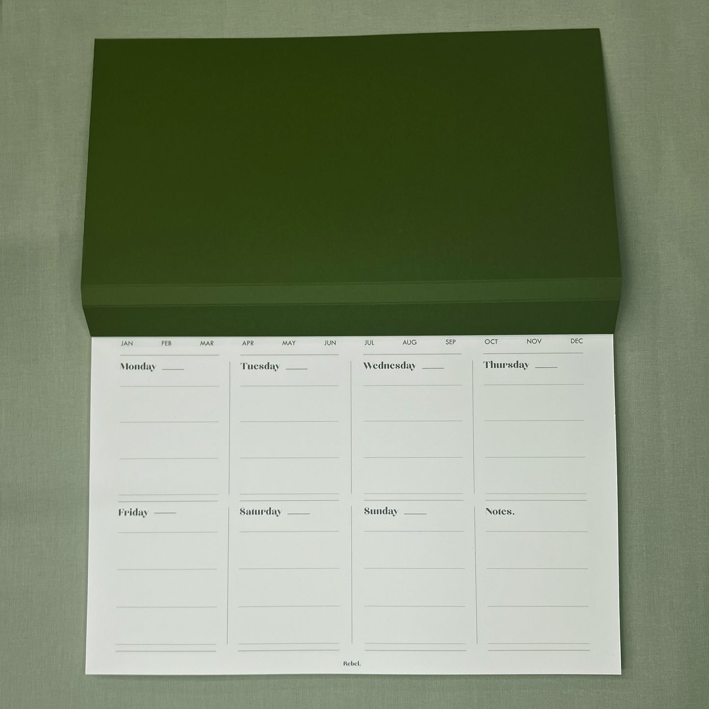 A4 Undated Weekly Desk Planner - Moss