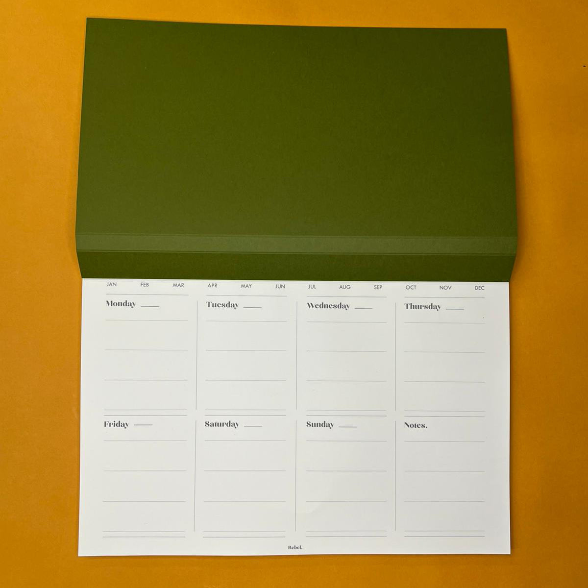 A4 Undated Weekly Desk Planner - Moss