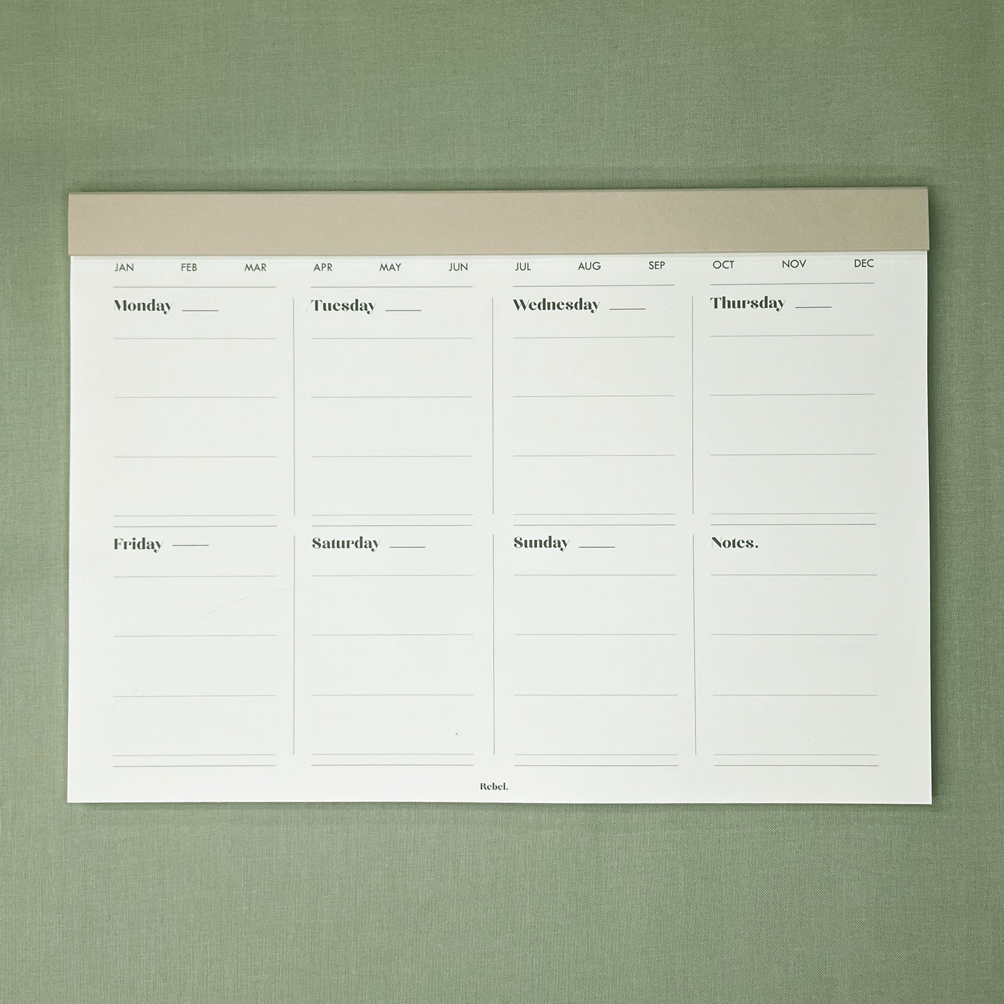 A4 Undated Weekly Desk Planner - Stone