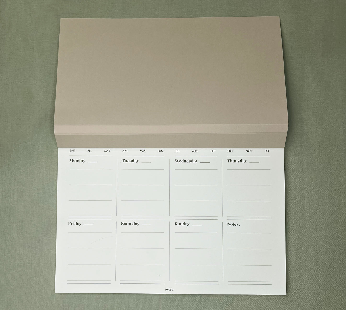 A4 Undated Weekly Desk Planner - Stone